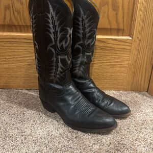 Tony Lama Black Leather Western Cowboy Boots – Size 7.5 D (Men’s) / Women’s 9